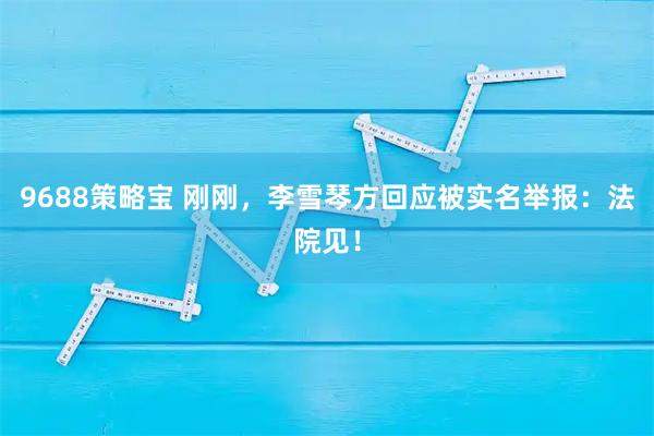 9688策略宝 刚刚，李雪琴方回应被实名举报：法院见！