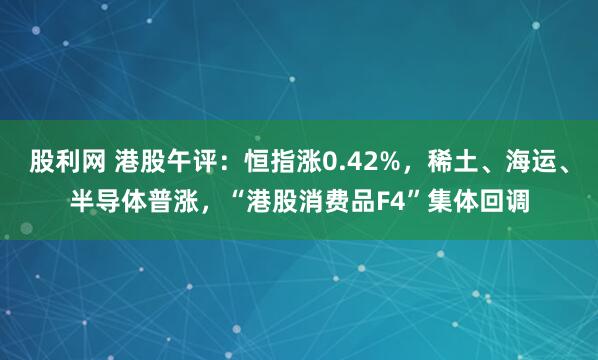 股利网 港股午评：恒指涨0.42%，稀土、海运、半导体普涨，“港股消费品F4”集体回调
