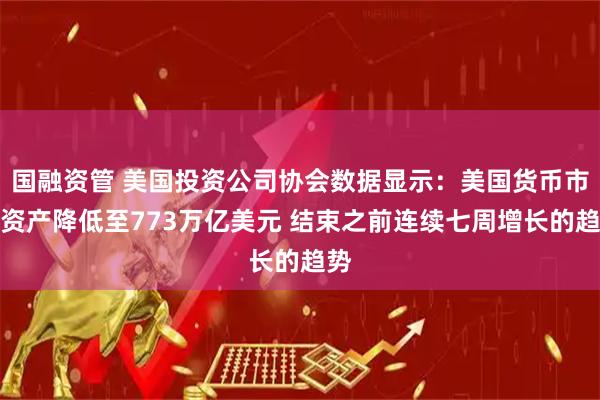 国融资管 美国投资公司协会数据显示：美国货币市场资产降低至773万亿美元 结束之前连续七周增长的趋势